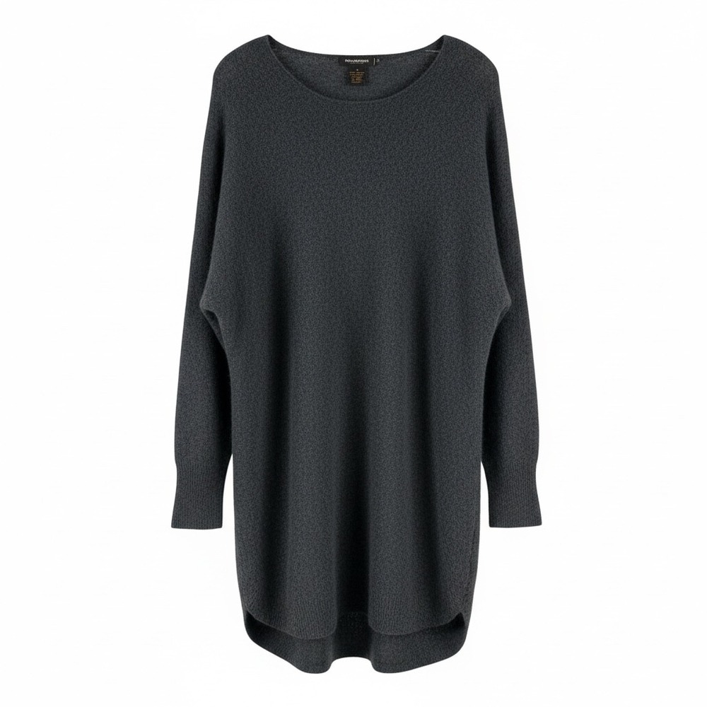 Philosophy Dane Lewis Charcoal Gray 100% Cashmere Dolman Sleeve Tunic Sweater 1X